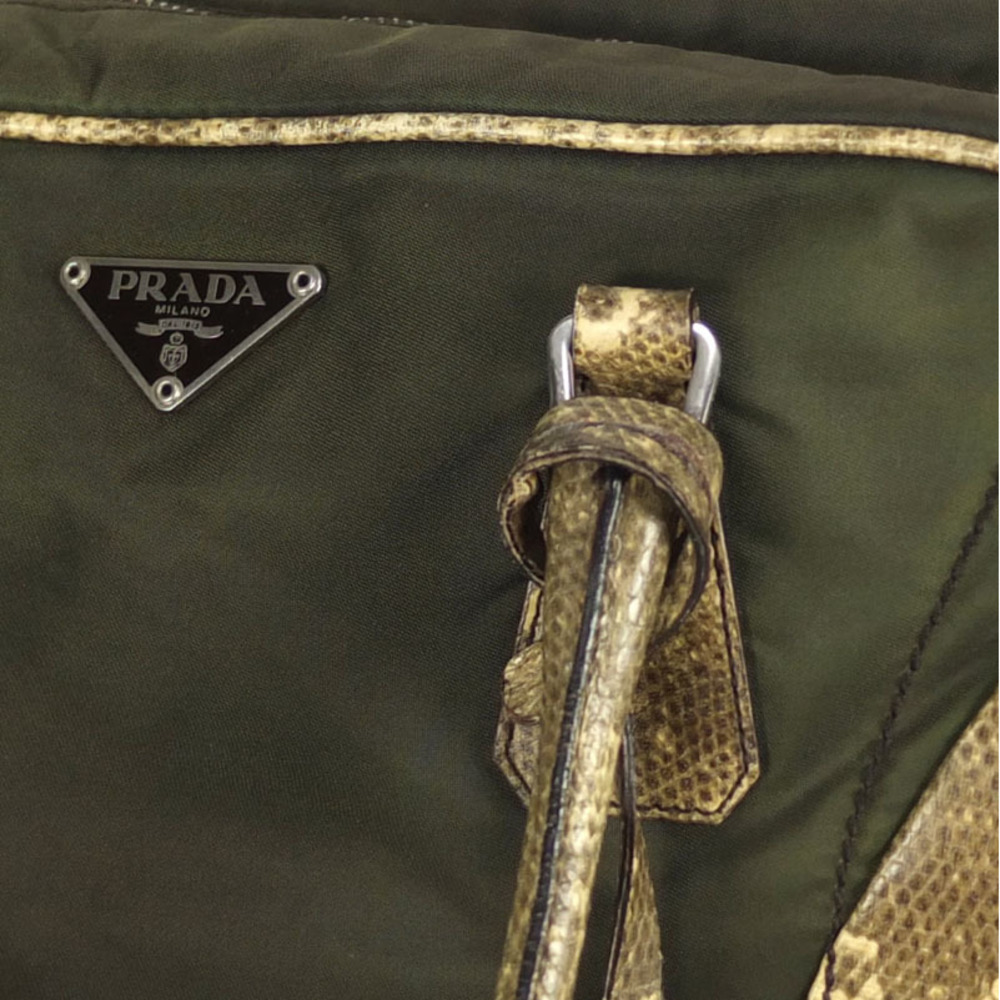 Prada Bag Semi-Shoulder Handbag Python Silver Kha… - image 6